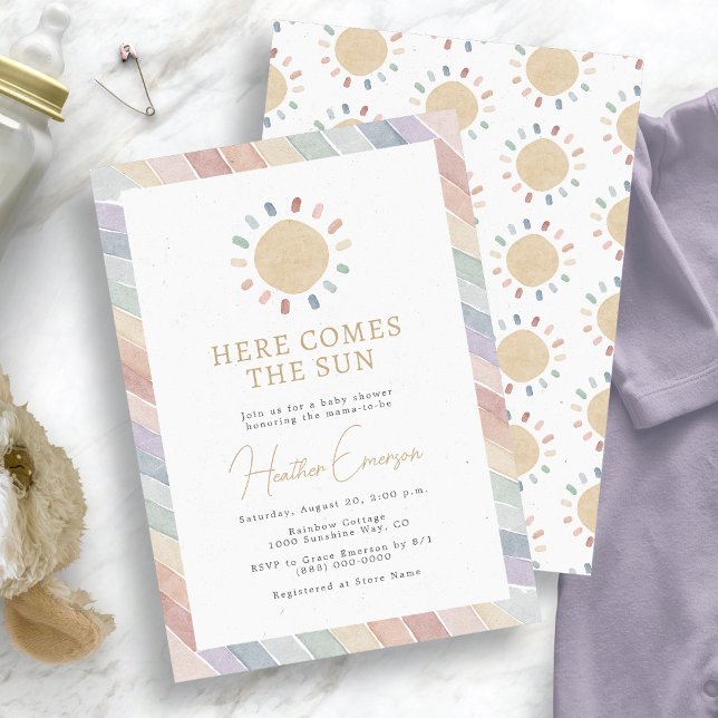 Invitation Voici Le Baby shower Soleil (Here Comes The Sun Baby Shower Invitation
)