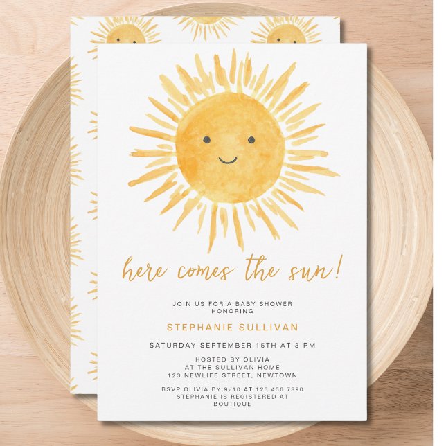Invitation Voici Le Baby shower Soleil (Créateur téléchargé)