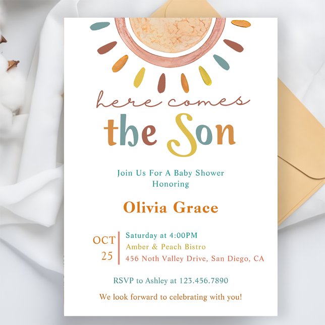 Invitation Voici Le Baby shower Soleil (Créateur téléchargé)