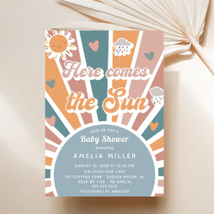 Invitation Voici Le Baby shower Soleil Arc En Ciel