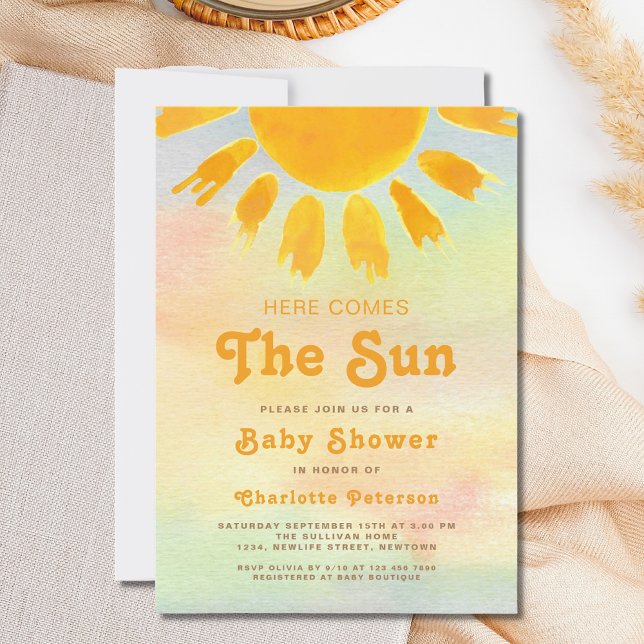 Invitation Voici Le Baby shower Soleil Neutre Sur Le Sexe (Créateur téléchargé)