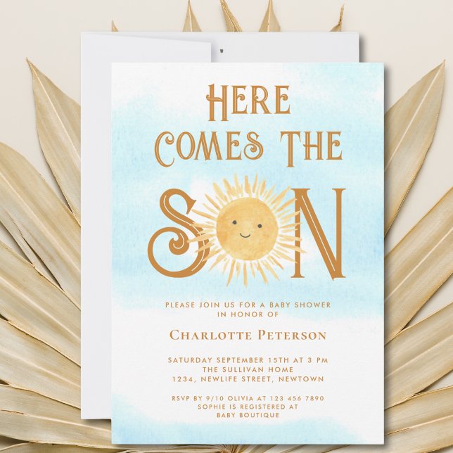 Invitation Voici Le Baby shower Son Blue Sky (Créateur téléchargé)