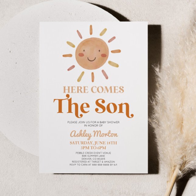 Invitation Voici Le Baby shower Son Boho Bohemian Retro (Créateur téléchargé)