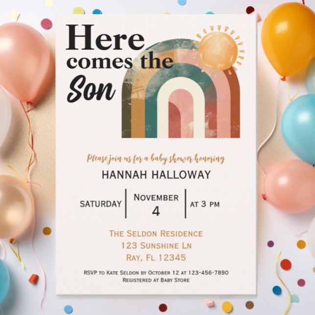 Invitation Voici le Baby shower Son Bold Rainbow (Créateur téléchargé)