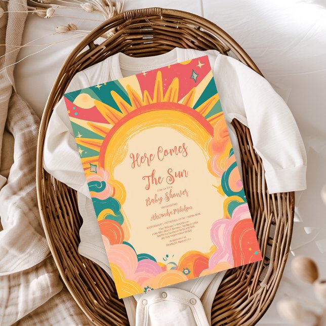 Invitation Voici le Baby shower Son Jaune soleil (Créateur téléchargé)
