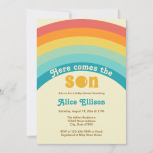 Invitation Voici le Baby shower Son Retro Boho