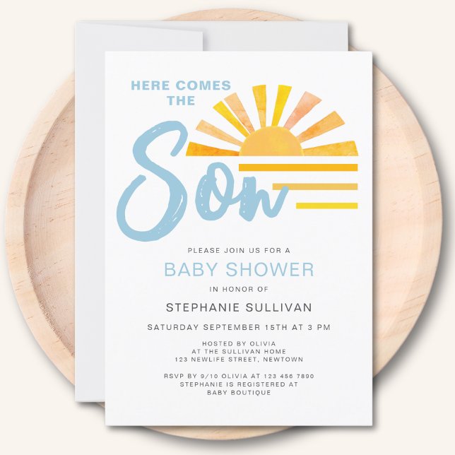 Invitation Voici Le Baby shower Son Sunshine (Créateur téléchargé)