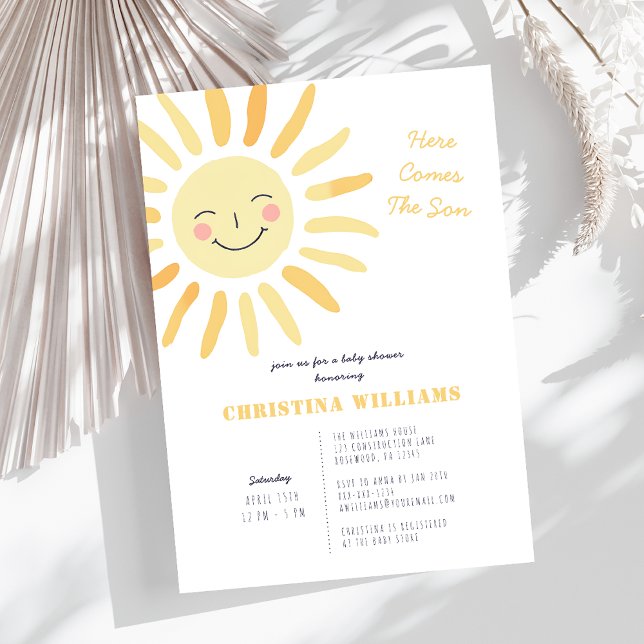 Invitation Voici Le Baby shower Son Sunshine (Créateur téléchargé)