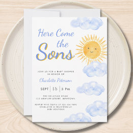 Invitation Voici Le Baby shower Sons Twin Boys