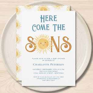 Invitation Voici Le Baby shower Sons Twins