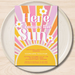 Invitation Voici Le Baby shower Sun Sunshine Girl