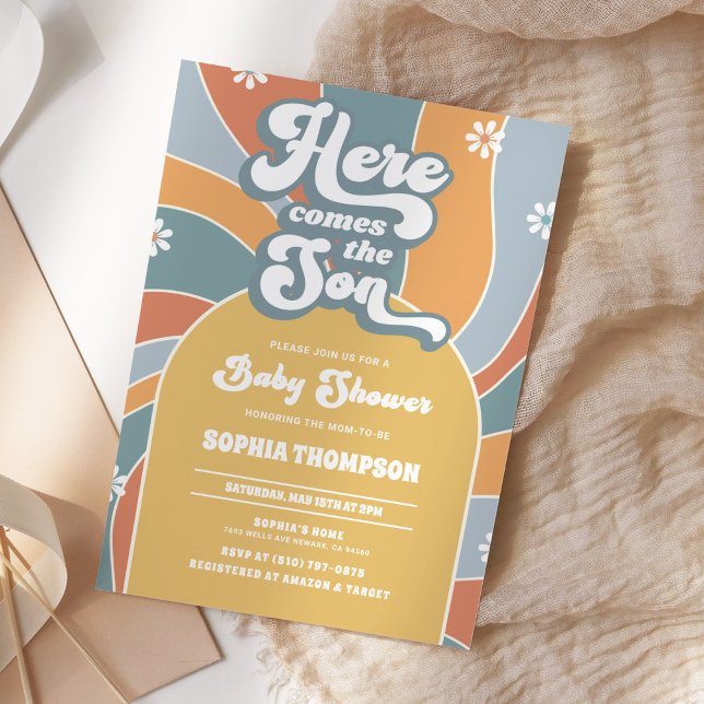 Invitation Voici Le Baby shower Super Son Sunshine (Créateur téléchargé)