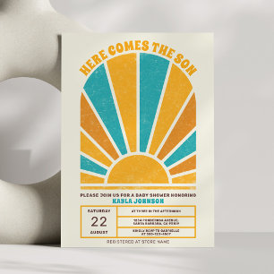 Invitation Voici le Fils Arch Soleil Rétro Bohème Vintage