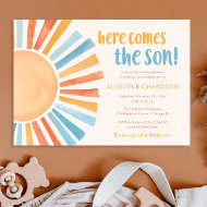 Invitation Voici le fils baby shower garçon soleil
