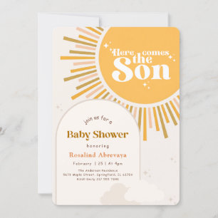 Invitation Voici le fils Boho Soleil Rétro Baby Shower