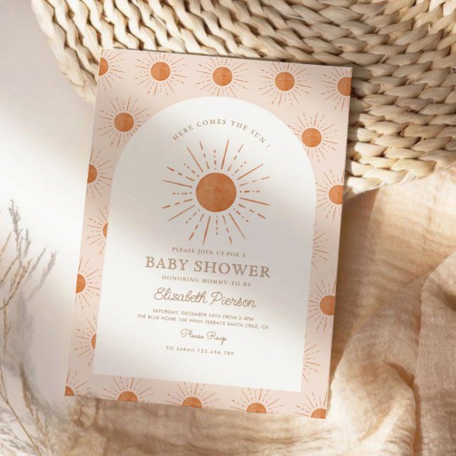 Invitation Voici le fils Burnt Orange Sun Baby shower (Créateur téléchargé)