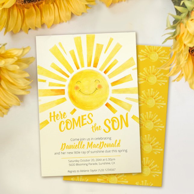 Invitation Voici le fils le soleil jaune baby shower (Créateur téléchargé)