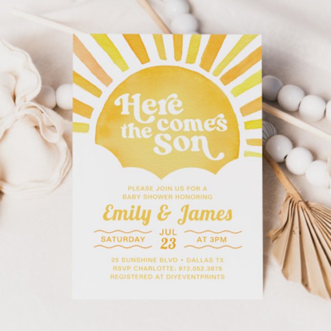 Invitation Voici Le Fils Que Tu Es Mon Baby shower Soleil (Créateur téléchargé)