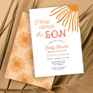 Invitation Voici le fils retro boho baby shower de garçon de 