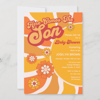 Invitation Voici Le Fils Retro Sunshine Baby Douche