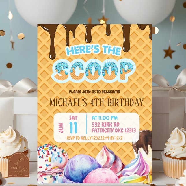 Invitation Voici le scoop Boy Chocolate Drifle Anniversaire (Créateur téléchargé)