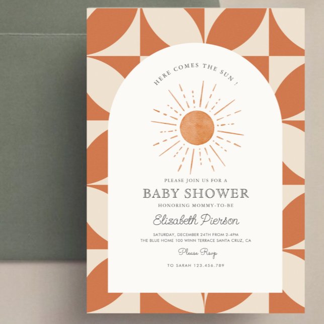 Invitation Voici le soleil Brûlé Orange Baby shower Soleil (Créateur téléchargé)