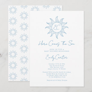 Invitation Voici Le Son Garçon Baby shower Sunshine Bleu