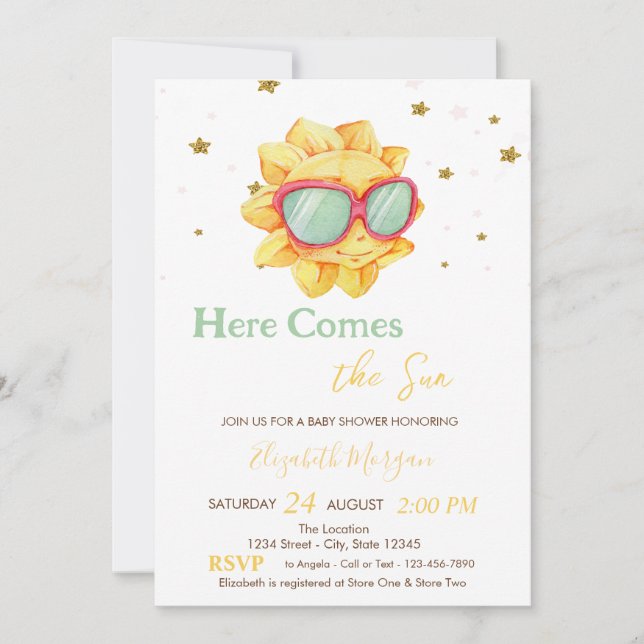 Invitation Voici L'Invitation Baby shower Sun Stars (Devant)
