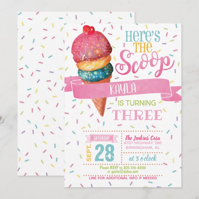 Invitation Voici l'invitation d'anniversaire de scoop (Devant / Derrière)