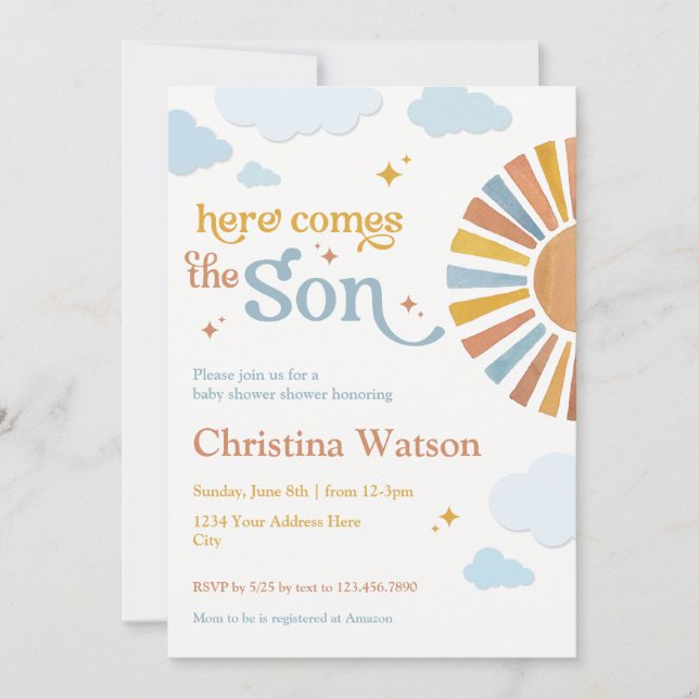 Invitation Voici l'invitation du fils - Baby shower (Devant)