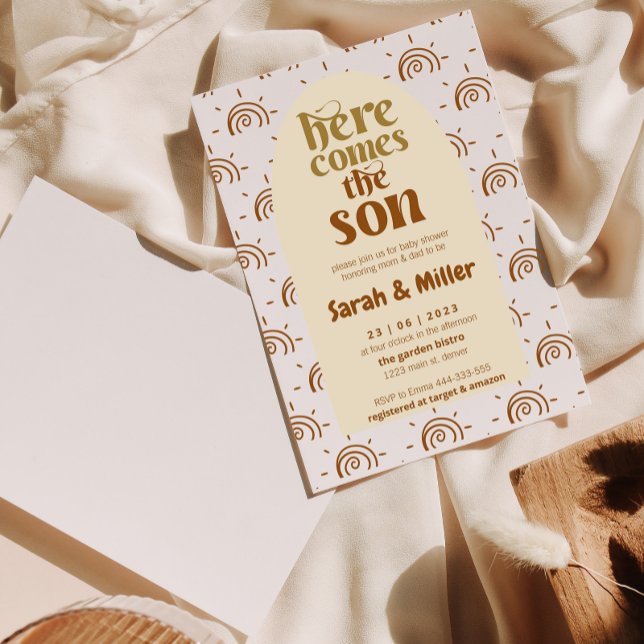 Invitation Voici L'Invitation Du Fils Révéler Baby shower (Créateur téléchargé)