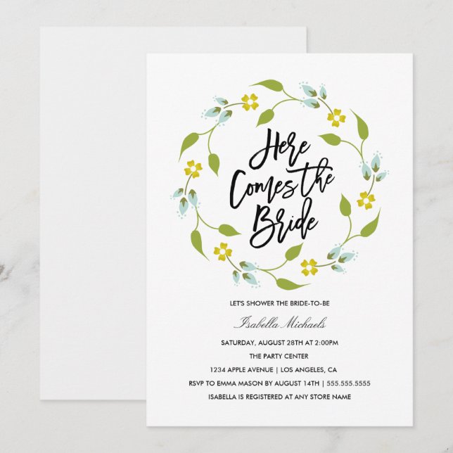 Invitation Voici venir la mariée | Annonce de sauvegarde de l (Devant / Derrière)