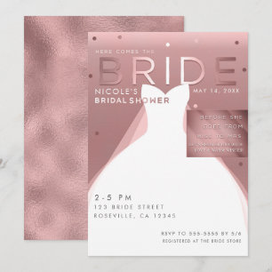 Invitation Voici venir la MARIÉE Rose Gold Glam Chic Enterrem