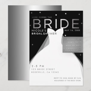 Invitation Voici venir la MARIEÉE Black Silver White Shower d