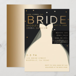 Invitation Voici venir le CRÈME de la mariée Noir Or Mariage