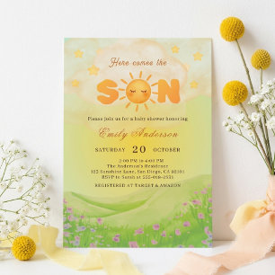 Invitation Voici venir le Fils Baby Boy Shower Sunshine