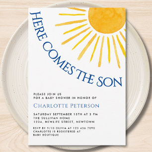 Invitation Voici venir le fils Baby Shower