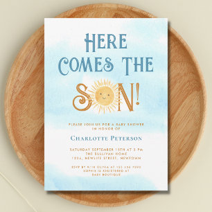 Invitation Voici venir le fils Baby Shower 