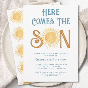 Invitation Voici venir le fils Baby Shower 