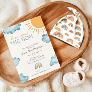 Invitation Voici venir le fils Baby Shower Garçon 