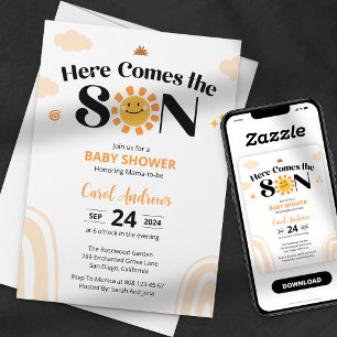 Invitation Voici venir le fils Baby Shower Sunshine