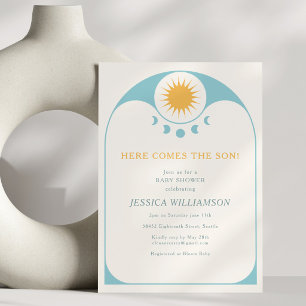 Invitation Voici venir le Fils Céleste Baby Shower Rétro
