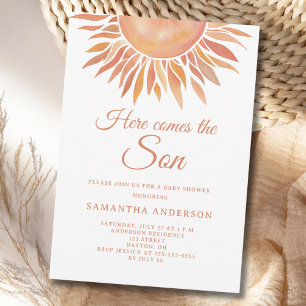 Invitation Voici venir le fils Fête bébé bohème
