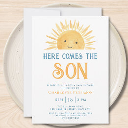 Invitation Voici venir le fils Fête bébé Sunshine Baby Shower