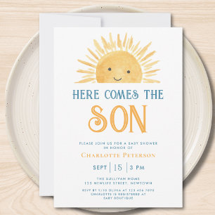 Invitation Voici venir le fils Fête bébé Sunshine Baby Shower
