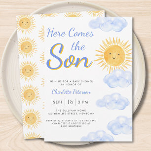 Invitation Voici venir le fils Fête prénatale pour garçon 