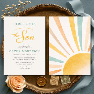 Invitation Voici venir le fils Garçon Baby Shower