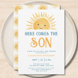 Invitation Voici venir le fils Jaune Sunshine Baby Shower