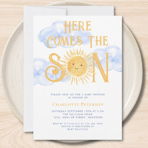Invitation Voici venir le fils Nuages de soleil Baby Shower