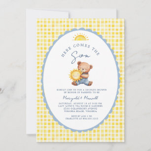 Invitation Voici venir le fils Ours Couple Baby Shower 